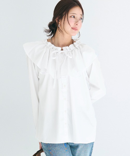 coca（coca）（コカ）の「ビックカラーチュニックブラウス（チュニック・レディース・ホワイト/ブルー・M/L）」の2枚目の写真