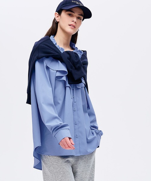 coca（coca）（コカ）の「ビックカラーチュニックブラウス（チュニック・レディース・ホワイト/ブルー・M/L）」の14枚目の写真