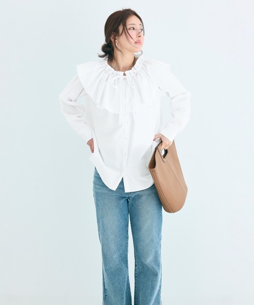 coca（coca）（コカ）の「ビックカラーチュニックブラウス（チュニック・レディース・ホワイト/ブルー・M/L）」の18枚目の写真