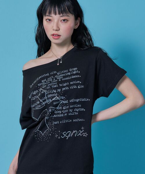 SEQUENZ（シークエンズ）の「※WEB限定 / ワンショルダー / レディースクロス半袖Tシャツ / sqnzone-shoulder cross tee（Tシャツ/カットソー・レディース・ホワイト/その他1/グリーン系その他3/ブラック・MEDIUM/SMALL）」の3枚目の写真