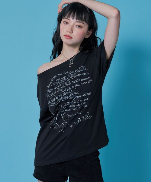 SEQUENZ（シークエンズ）の「※WEB限定 / ワンショルダー / レディースクロス半袖Tシャツ / sqnzone-shoulder cross tee（Tシャツ/カットソー・レディース・ホワイト/その他1/グリーン系その他3/ブラック・MEDIUM/SMALL）」の5枚目の写真
