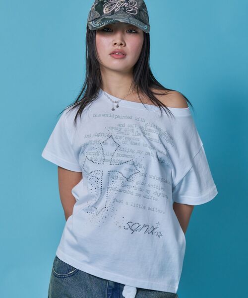 SEQUENZ（シークエンズ）の「※WEB限定 / ワンショルダー / レディースクロス半袖Tシャツ / sqnzone-shoulder cross tee（Tシャツ/カットソー・レディース・ホワイト/その他1/グリーン系その他3/ブラック・MEDIUM/SMALL）」の9枚目の写真
