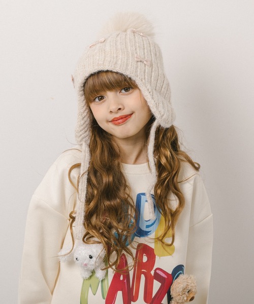 ポンポンリボンニット帽（ニットキャップ/ビーニー）｜URBAN CHERRY