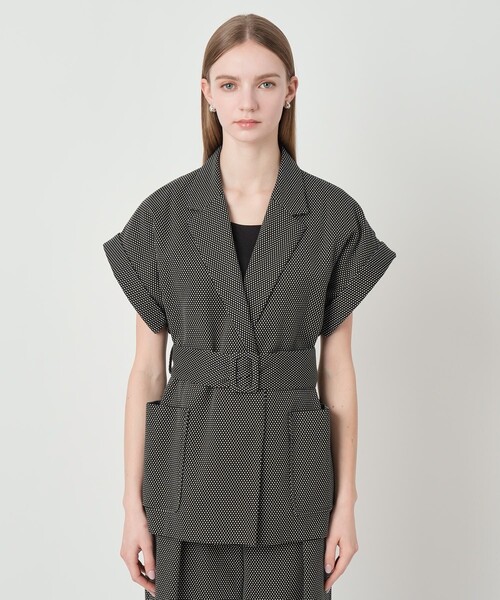 ANAYI（アナイ）の「【セットアップ対応商品】モノトーンドットジャガードベルテッド ジャケット（その他アウター・レディース・ブラック/アイボリー・38/36/34）」の3枚目の写真