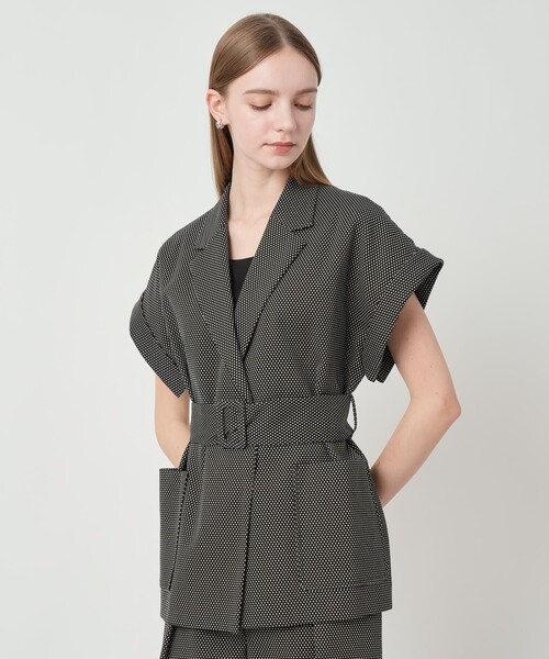 ANAYI（アナイ）の「【セットアップ対応商品】モノトーンドットジャガードベルテッド ジャケット（その他アウター・レディース・ブラック/アイボリー・38/36/34）」の6枚目の写真