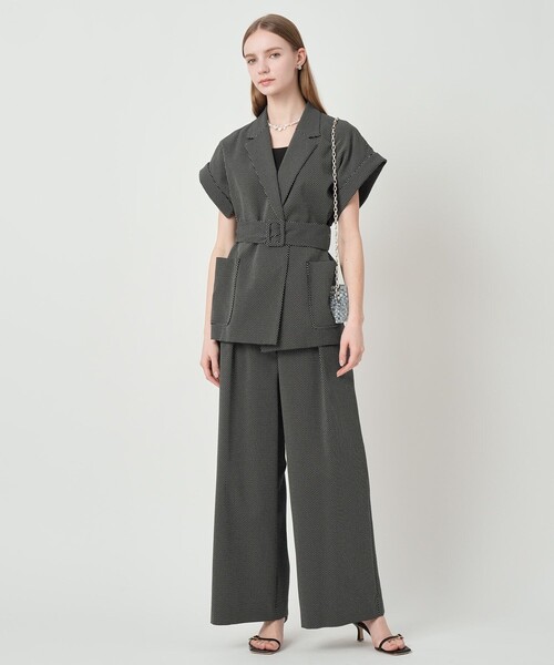 ANAYI（アナイ）の「【セットアップ対応商品】モノトーンドットジャガードベルテッド ジャケット（その他アウター・レディース・ブラック/アイボリー・38/36/34）」の8枚目の写真