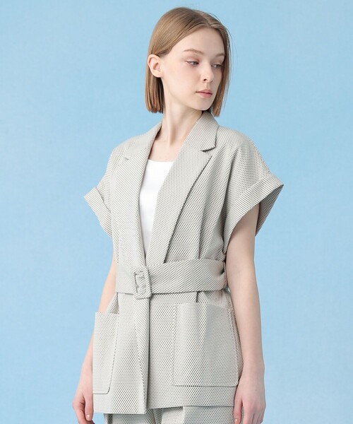 ANAYI（アナイ）の「【セットアップ対応商品】モノトーンドットジャガードベルテッド ジャケット（その他アウター・レディース・ブラック/アイボリー・38/36/34）」の11枚目の写真