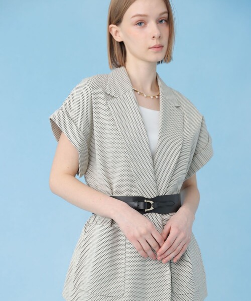 ANAYI（アナイ）の「【セットアップ対応商品】モノトーンドットジャガードベルテッド ジャケット（その他アウター・レディース・ブラック/アイボリー・38/36/34）」の12枚目の写真