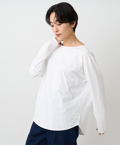 UNTITLED(アンタイトル)の「【洗える/レイヤードTシャツ】ラウンドテールジャージプルオーバー(Tシャツ/カットソー・レディース・ホワイト/ホワイト系5・50/48/44/04/02/00)」の4枚目の写真