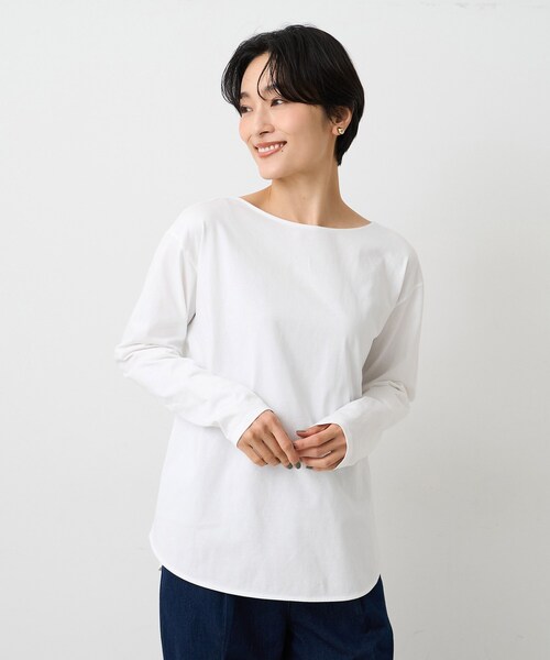 UNTITLED(アンタイトル)の「【洗える/レイヤードTシャツ】ラウンドテールジャージプルオーバー(Tシャツ/カットソー・レディース・ホワイト/ホワイト系5・50/48/44/04/02/00)」の5枚目の写真