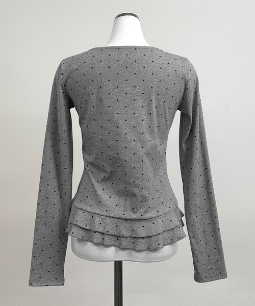 FOLLOWIN（フォロウィン）の「【半袖バージョン追加/3COLOR】ドットリボンフリルカットトップス（Tシャツ/カットソー・レディース・ホワイト/グレー/ブラック/ホワイト系その他/ブラック系その他/グレー系その他・FREE）」の11枚目の写真