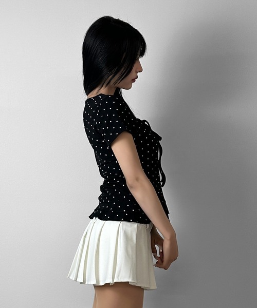 FOLLOWIN（フォロウィン）の「【半袖バージョン追加/3COLOR】ドットリボンフリルカットトップス（Tシャツ/カットソー・レディース・ホワイト/グレー/ブラック/ホワイト系その他/ブラック系その他/グレー系その他・FREE）」の19枚目の写真