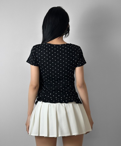 FOLLOWIN（フォロウィン）の「【半袖バージョン追加/3COLOR】ドットリボンフリルカットトップス（Tシャツ/カットソー・レディース・ホワイト/グレー/ブラック/ホワイト系その他/ブラック系その他/グレー系その他・FREE）」の15枚目の写真
