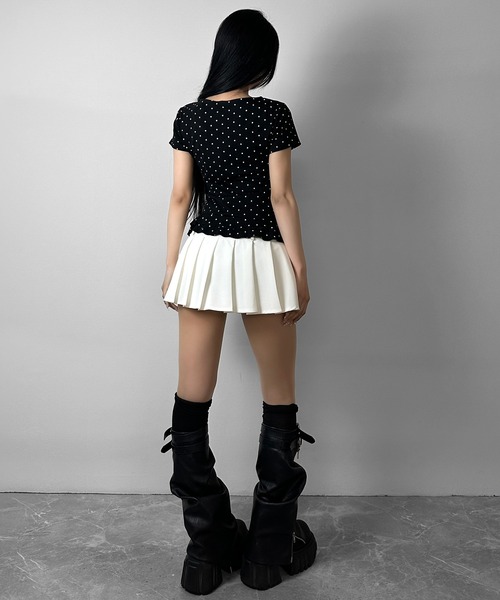 FOLLOWIN（フォロウィン）の「【半袖バージョン追加/3COLOR】ドットリボンフリルカットトップス（Tシャツ/カットソー・レディース・ホワイト/グレー/ブラック/ホワイト系その他/ブラック系その他/グレー系その他・FREE）」の20枚目の写真