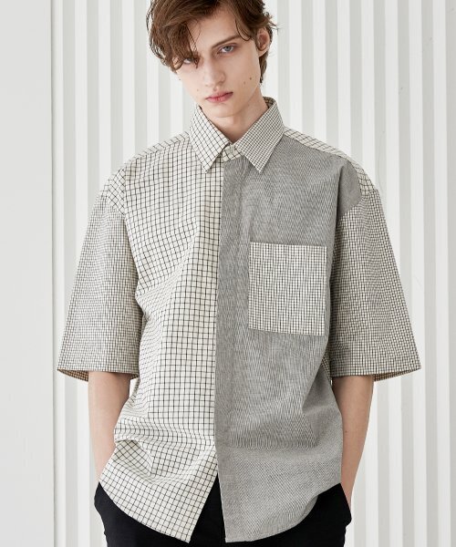 S SY(エスエスワイ)の「3チェックコンプレックスハーフシャツ(シャツ/ブラウス・メンズ・その他・M)」の1枚目の写真