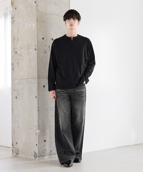 超長綿コットンロングスリーブTシャツ クルー/ヘンリー（Tシャツ
