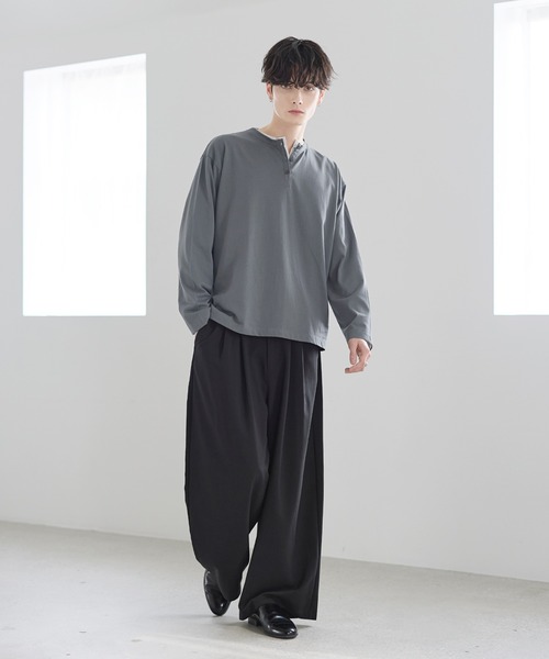 ASTRONOMY(アストロノミー)の「超長綿コットンロングスリーブTシャツ クルー/ヘンリー(Tシャツ/カットソー・メンズ・グレー系/ホワイト系/ブラック/ブラック系/チャコール/ホワイト・S/M/L/XL)」の9枚目の写真