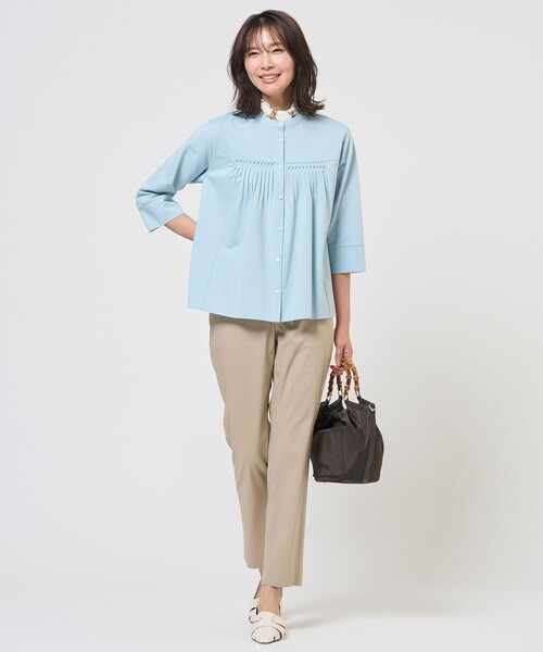 J.PRESS(ジェイプレス)の「キャタピラシャツジャージー バンドカラー カットソー(Tシャツ/カットソー・レディース・スカイブルー系/ベージュ系/ホワイト系・LARGE/MEDIUM)」の10枚目の写真