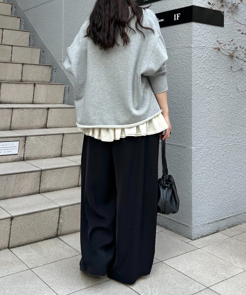 FRIPIER(フリピエ)の「《FRIPIER》ワイドタックパンツ(その他パンツ・レディース・ブラック/アイボリー・FREE)」の3枚目の写真