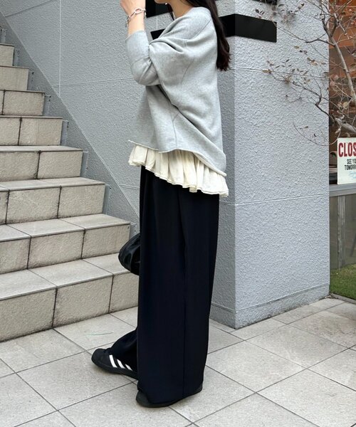 FRIPIER(フリピエ)の「《FRIPIER》ワイドタックパンツ(その他パンツ・レディース・ブラック/アイボリー・FREE)」の4枚目の写真