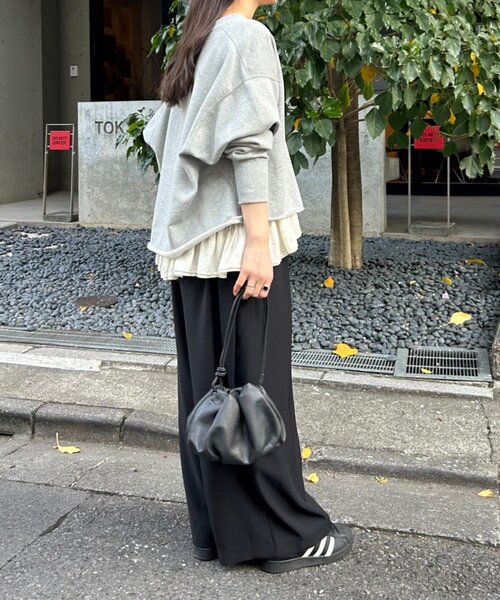 FRIPIER(フリピエ)の「《FRIPIER》ワイドタックパンツ(その他パンツ・レディース・ブラック/アイボリー・FREE)」の6枚目の写真