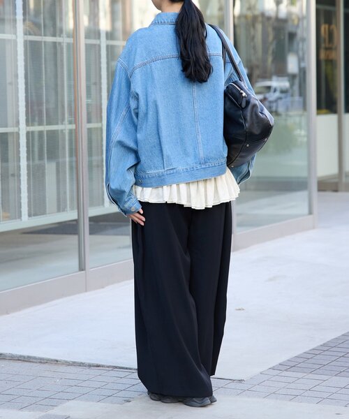 FRIPIER(フリピエ)の「《FRIPIER》ワイドタックパンツ(その他パンツ・レディース・ブラック/アイボリー・FREE)」の10枚目の写真