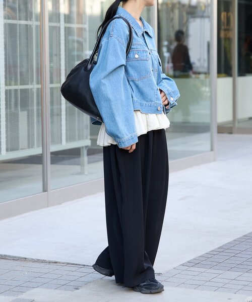 FRIPIER(フリピエ)の「《FRIPIER》ワイドタックパンツ(その他パンツ・レディース・ブラック/アイボリー・FREE)」の11枚目の写真