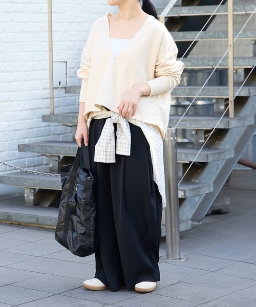 FRIPIER(フリピエ)の「《FRIPIER》ワイドタックパンツ(その他パンツ・レディース・ブラック/アイボリー・FREE)」の12枚目の写真