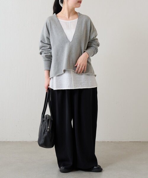 FRIPIER(フリピエ)の「《FRIPIER》ワイドタックパンツ(その他パンツ・レディース・ブラック/アイボリー・FREE)」の14枚目の写真