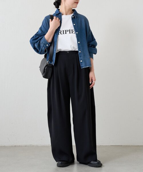 FRIPIER(フリピエ)の「《FRIPIER》ワイドタックパンツ(その他パンツ・レディース・ブラック/アイボリー・FREE)」の17枚目の写真