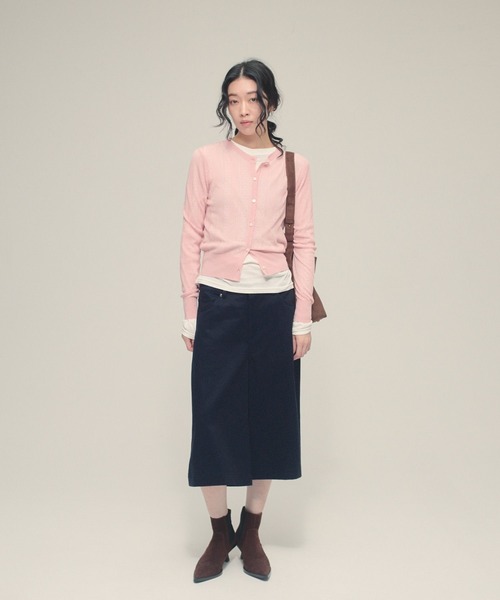 eL(エル)の「【eL】12G Jacquard Sheer Cardigan/650151(カーディガン/ボレロ・レディース・ピンク/ネイビー/アイボリー・FREE)」の4枚目の写真