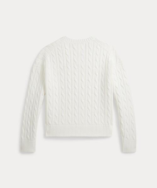 POLO RALPH LAUREN CHILDRENSWEAR(ポロ ラルフ ローレン チルドレンズウェア)の「ケーブルニット コットン Vネック セーター(ニット/セーター・キッズ・ホワイト・XL/L/M)」の2枚目の写真