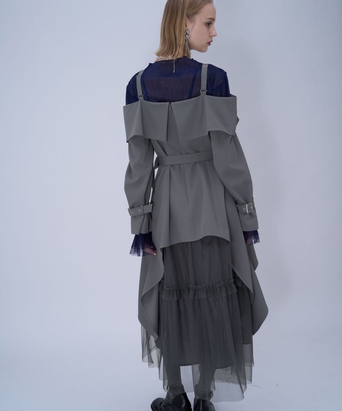 HARE（ハレ）の「オフショルトレンチワンピース(HARE)（ワンピース・レディース・グレー/ブラック/ベージュ・FREE）」の16枚目の写真