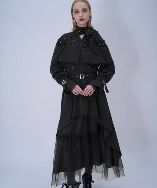 HARE（ハレ）の「オフショルトレンチワンピース(HARE)（ワンピース・レディース・グレー/ブラック/ベージュ・FREE）」の11枚目の写真