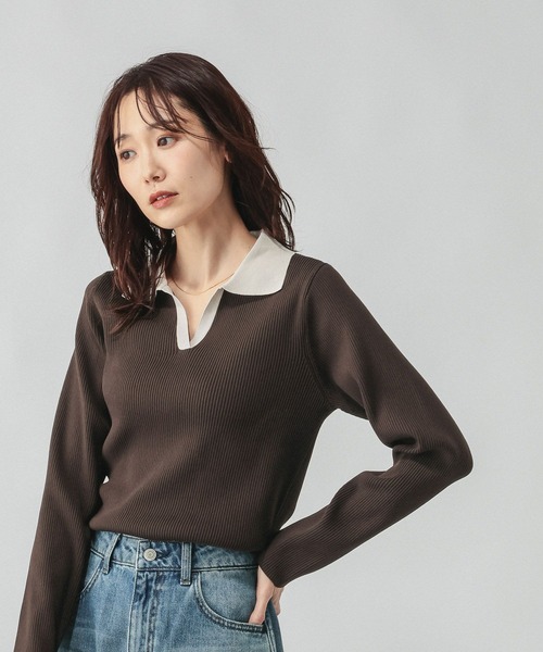 GLOBAL WORK（グローバルワーク）の「リッチライトニットスキッパー/632558（ニット/セーター・レディース・ブラウン/ネイビー/グレー・MEDIUM/LARGE）」の3枚目の写真