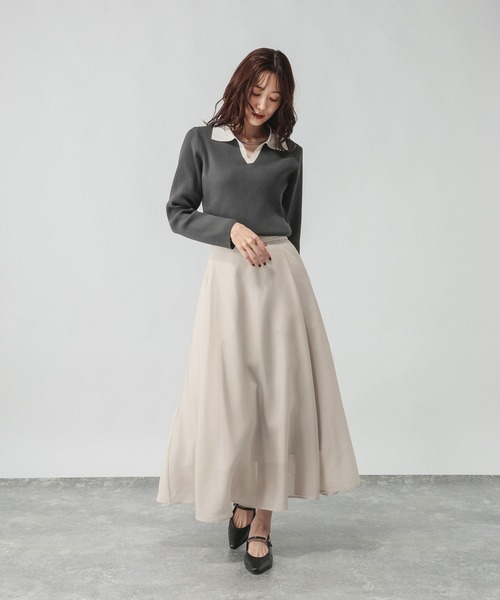 GLOBAL WORK（グローバルワーク）の「リッチライトニットスキッパー/632558（ニット/セーター・レディース・ブラウン/ネイビー/グレー・MEDIUM/LARGE）」の4枚目の写真