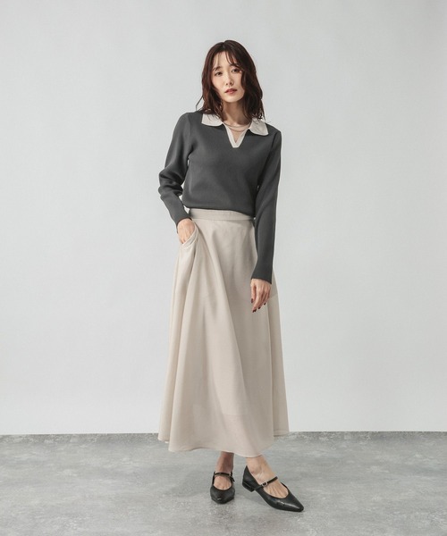 GLOBAL WORK（グローバルワーク）の「リッチライトニットスキッパー/632558（ニット/セーター・レディース・ブラウン/ネイビー/グレー・MEDIUM/LARGE）」の5枚目の写真