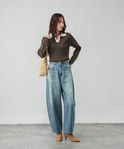 GLOBAL WORK（グローバルワーク）の「リッチライトニットスキッパー/632558（ニット/セーター・レディース・ブラウン/ネイビー/グレー・MEDIUM/LARGE）」の9枚目の写真