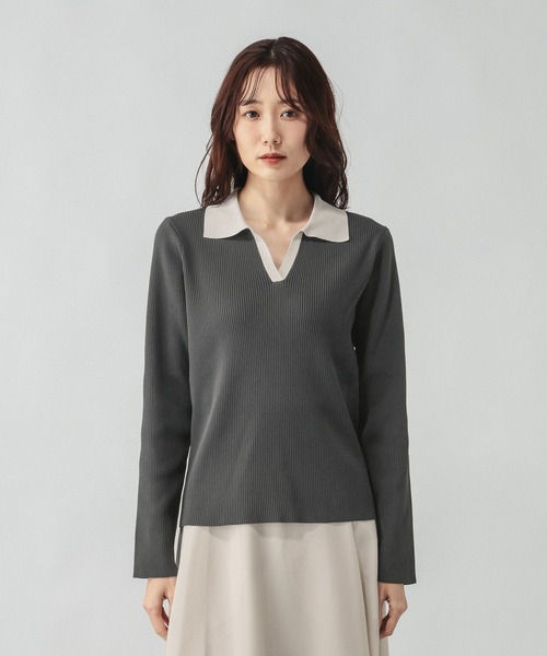 GLOBAL WORK（グローバルワーク）の「リッチライトニットスキッパー/632558（ニット/セーター・レディース・ブラウン/ネイビー/グレー・MEDIUM/LARGE）」の16枚目の写真