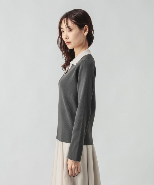 GLOBAL WORK（グローバルワーク）の「リッチライトニットスキッパー/632558（ニット/セーター・レディース・ブラウン/ネイビー/グレー・MEDIUM/LARGE）」の17枚目の写真