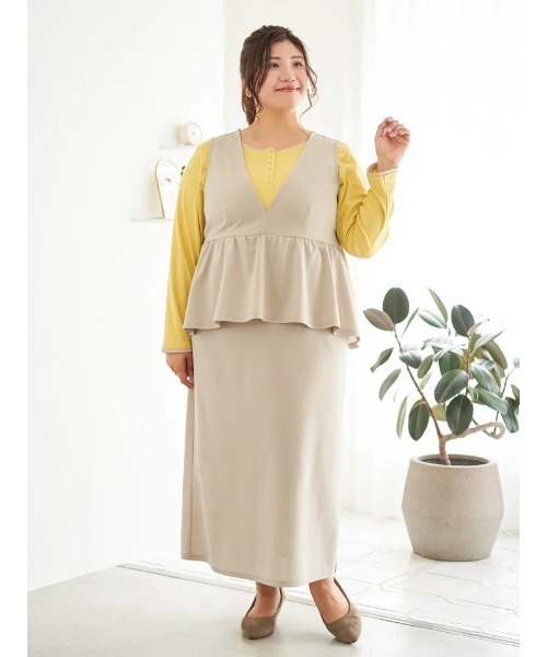 大きいサイズ】【Sasaki Mikiコラボ】ペプラムジャンパースカート