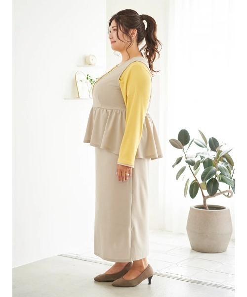 Re-J&SUPURE(リジェイアンドスプル)の「【大きいサイズ】【Sasaki Mikiコラボ】ペプラムジャンパースカート(スカート・レディース・ベージュ/ブラック・XXXX-LARGE/XXX-LARGE/XX-LARGE)」の5枚目の写真