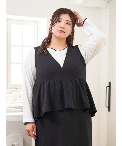 Re-J&SUPURE(リジェイアンドスプル)の「【大きいサイズ】【Sasaki Mikiコラボ】ペプラムジャンパースカート(スカート・レディース・ベージュ/ブラック・XXXX-LARGE/XXX-LARGE/XX-LARGE)」の19枚目の写真