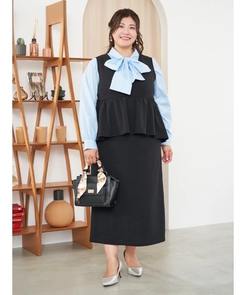 大きいサイズ】【Sasaki Mikiコラボ】ペプラムジャンパースカート