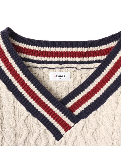 atmos pink(アトモスピンク)の「atmos pink Numbering Cable Knit Top / アトモスピンク ナンバリング ケーブル ニット トップ(ニット/セーター・レディース・グレー/オフホワイト・FREE)」の5枚目の写真