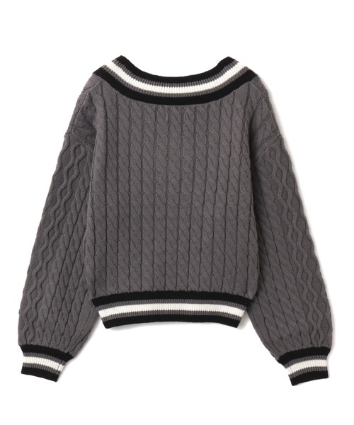 atmos pink(アトモスピンク)の「atmos pink Numbering Cable Knit Top / アトモスピンク ナンバリング ケーブル ニット トップ(ニット/セーター・レディース・グレー/オフホワイト・FREE)」の17枚目の写真