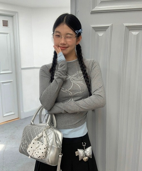 AsheKsha(アシクシャ)の「【26春夏新作】フェイクツーピース修身長袖(Tシャツ/カットソー・レディース・グレー・M)」の14枚目の写真