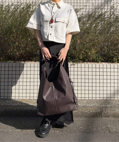 DRAW(ドロー)の「DRAW(ドロー) / トライアングル トートバッグ Woven handle Hobo Bag(トートバッグ・レディース・ベージュ/ブラック/ダークブラウン・FREE)」の1枚目の写真