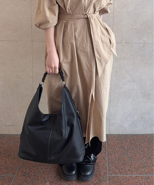 DRAW(ドロー)の「DRAW(ドロー) / トライアングル トートバッグ Woven handle Hobo Bag(トートバッグ・レディース・ベージュ/ブラック/ダークブラウン・FREE)」の2枚目の写真