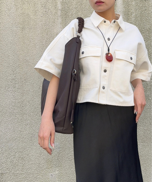 DRAW(ドロー)の「DRAW(ドロー) / トライアングル トートバッグ Woven handle Hobo Bag(トートバッグ・レディース・ベージュ/ブラック/ダークブラウン・FREE)」の6枚目の写真